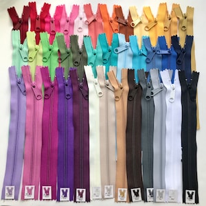 YKK Zippers - 37 pièces LABELED Sampler Set - Une de chaque couleur de notre sac à main et fermeture éclair de sac à main YKK 4.5 Long Pull