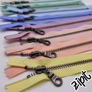 New Bloom 9pc Sampler Set Metal Teeth Zippers YKK Antique Brass Donut Pull 4.5s Available in 6,8, and 18 inches image 2