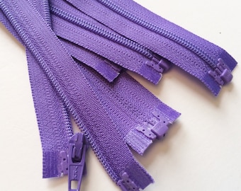 Fermetures à glissière YKK - 3 mm - Bobine de nylon - 5 pièces - Violet raisin 281 - Disponible en 6, 7, 8, 10 ou 14 pouces