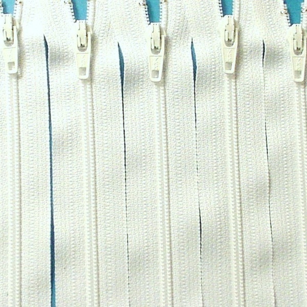 Zipper SALE: Wholesale Twenty-five 16 Inch White Zippers YKK Color 501