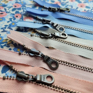 New Bloom 9pc Sampler Set Metal Teeth Zippers YKK Antique Brass Donut Pull 4.5s Available in 6,8, and 18 inches image 7