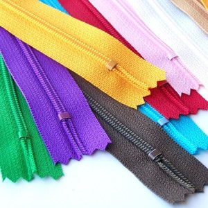 SALE 50 Assorted 9 and 10 Inch YKK Zippers red orange yellow green blue purple pink brown black white image 5