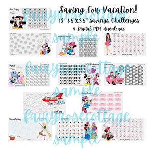 Vacation Savings Tracker, Family Vacation, Theme Park Savings Challenge, Cash Saving Envelope Challenge, Printable