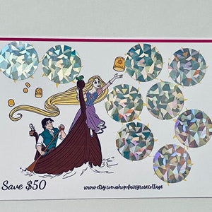 Princess Scratch Off Savings Challenge, Scratch and Save Up to 50 dollars,Scratch Off Card,Savings Challenge