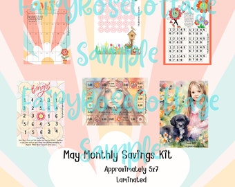 May Savings Challenge Kit | Monthly Savings Kit | Flower Power Themed Savings Fun