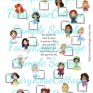 Tablero de juego de ahorro / Juego de desafío de ahorro / Desafío de ahorro de dinero / Juego de princesa