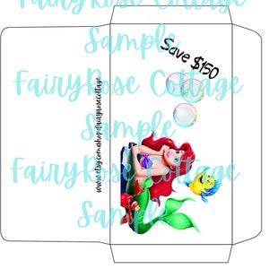 Cash Saving Envelope Challenge, Printable Envelope Only, For Mermaid Tracker