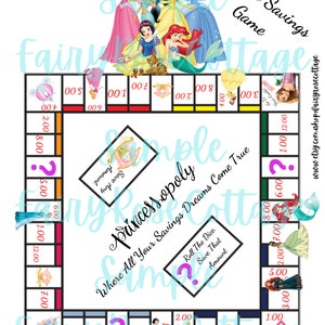 Saveopoly Game Board |  Saveopoly Savings Challenge Game | Money Saving Challenge | Princess Game