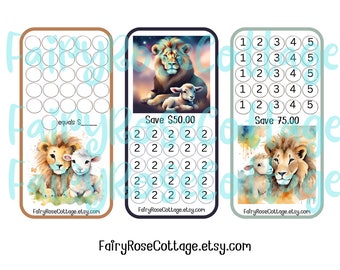 Mini Savings Challenges , 3 Mini Savings Trackers, PDF Download, Lion and Lamb