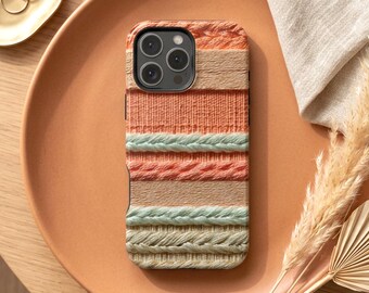 Friendship Bracelet Phone Case, Print Woven Rope Texture Pattern, Boho Textile Style Cover, MagSafe Tough iPhone Samsung Galaxy Pixel Gift
