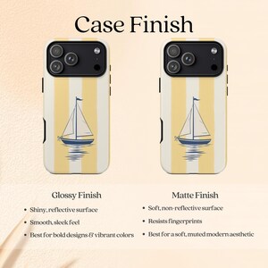 Nautical Phone Case, Yellow Stripe Sailboat, Coastal Grandmillennial iPhone Samsung Galaxy Pixel Cover, Beach House Summer Aesthetic Gift image 6