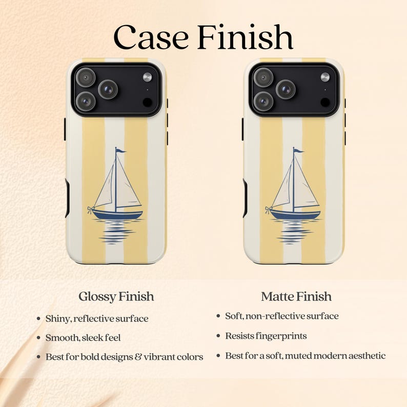 Nautical Phone Case, Yellow Stripe Sailboat, Coastal Grandmillennial iPhone Samsung Galaxy Pixel Cover, Beach House Summer Aesthetic Gift image 6