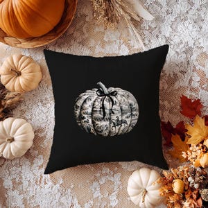 Toile Du Juoy Pumpkin Pillow Cover, Fall Goth Living Room, Decorative Cushion, Autumn Aesthetic Throw Case, Rustic Farmhouse Pillowcase Gift