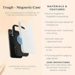May include: Three phone cases: black, white, and black. The cases are labeled "Tough + Magnetic Case" and are compatible with iPhone and Galaxy models. Features include MagSafe compatibility and a durable dual-layer design.