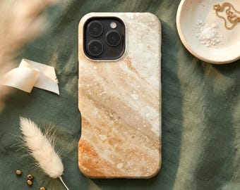 Neutral Phone Case Gift for Her, Organic Beige Stone Design, iPhone Samsung Galaxy Pixel MagSafe Tough Cover, Minimal Aesthetic Accessory