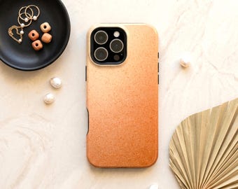 Burnt Orange Phone Case Gift for Her, Warm Ombre Shimmer Effect Design, iPhone Samsung Galaxy Pixel MagSafe Tough Phone Cover, Cozy Style
