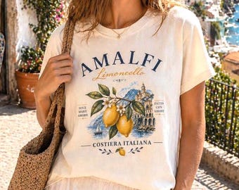 Italian Summer Lemon Shirt, Limoncello Aesthetic Tee, Amalfi Coastal Chic Outfit, Citrus Graphic T-Shirt, Women European Summer Style Gift