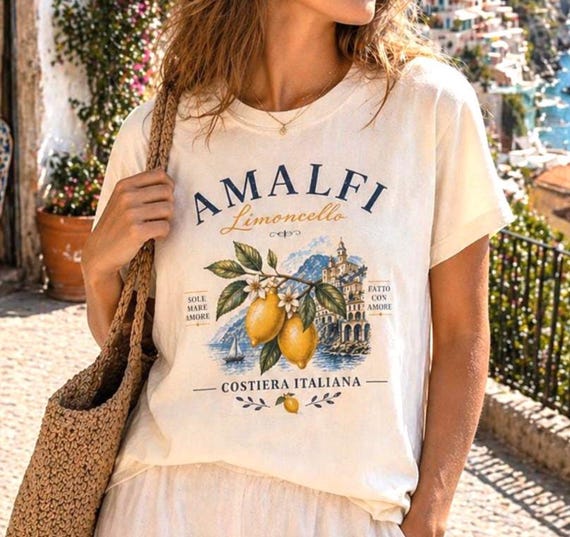 Italian Summer Lemon Shirt, Limoncello Aesthetic Tee, Amalfi Coastal Chic Outfit, Citrus Graphic T-Shirt, Women European Summer Style Gift