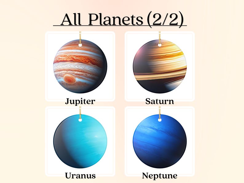 All space gift planet ornaments- Jupiter, Saturn, Uranus and Neptune