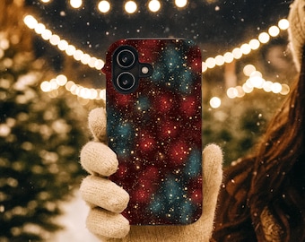 Cozy Bokeh Lights iPhone Case, Chic Dreamy Glow Pattern Design, Aesthetic Winter Nostalgia Night Style, Modern Warm Look, MagSafe Compatible