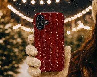 Kerstverlichting patroon iPhone-hoesje-chique vakantie kous Stuffer cadeau voor haar en hem, MagSafe 13 14 15 16 17 Plus Pro Max Air Phone Cover