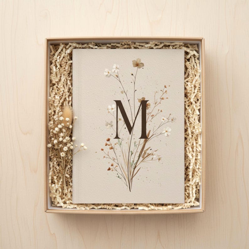 Personalized Wildflower Initial Journal, Botanical Monogram Notebook ...