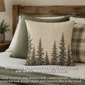 Pine Tree Pillow Cover, Rustic Cabin Chic Throw Pillowcase, Woodland Forest Lodge Home Decor, Cabincore Cushion Case Cozy Lake House Gift image 4