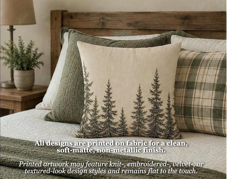 Pine Tree Pillow Cover, Rustic Cabin Chic Throw Pillowcase, Woodland Forest Lodge Home Decor, Cabincore Cushion Case Cozy Lake House Gift image 4