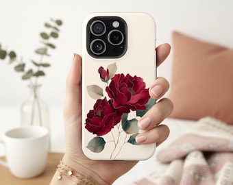 Floral Rose iPhone Case, Romantic Botanical Aesthetic, Anniversary, Galentine's Day & Valentine Gift, Self-Love Style and MagSafe Compatible
