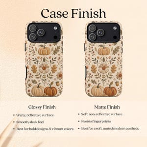 Faux Embroidered Pumpkin Phone Case, Autumn Bird Floral iPhone Cover, Cottagecore Fall Design for Samsung Galaxy Pixel MagSafe Tough Case image 6