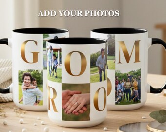 Groom Photo Mug, Personalized Wedding Photo Collage Coffee Cup, Custom Engagement Gift for Fiancé or Husband, Sentimental Groom Keepsake