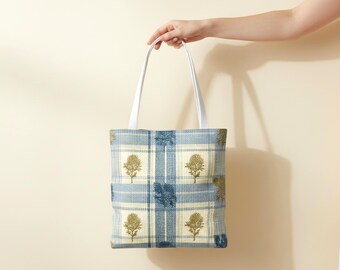 Edinburgh Inspired Tote, Scotland Tartan Style Travel Carryall, Vacation Reusable Shopping Bag, Heritage Pattern Gift for Traveler, Family