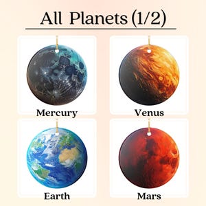 All space gift planet ornaments - Mercury, Venus, Earth and Mars.