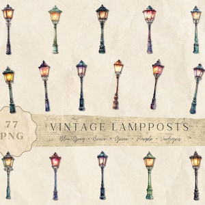 VINTAGE LAMPENSTANG CLIPART | Direct downloaden, Digitaal, Junk Journal, Papierproducten, Printables, Commercieel gebruik, Persoonlijk gebruik