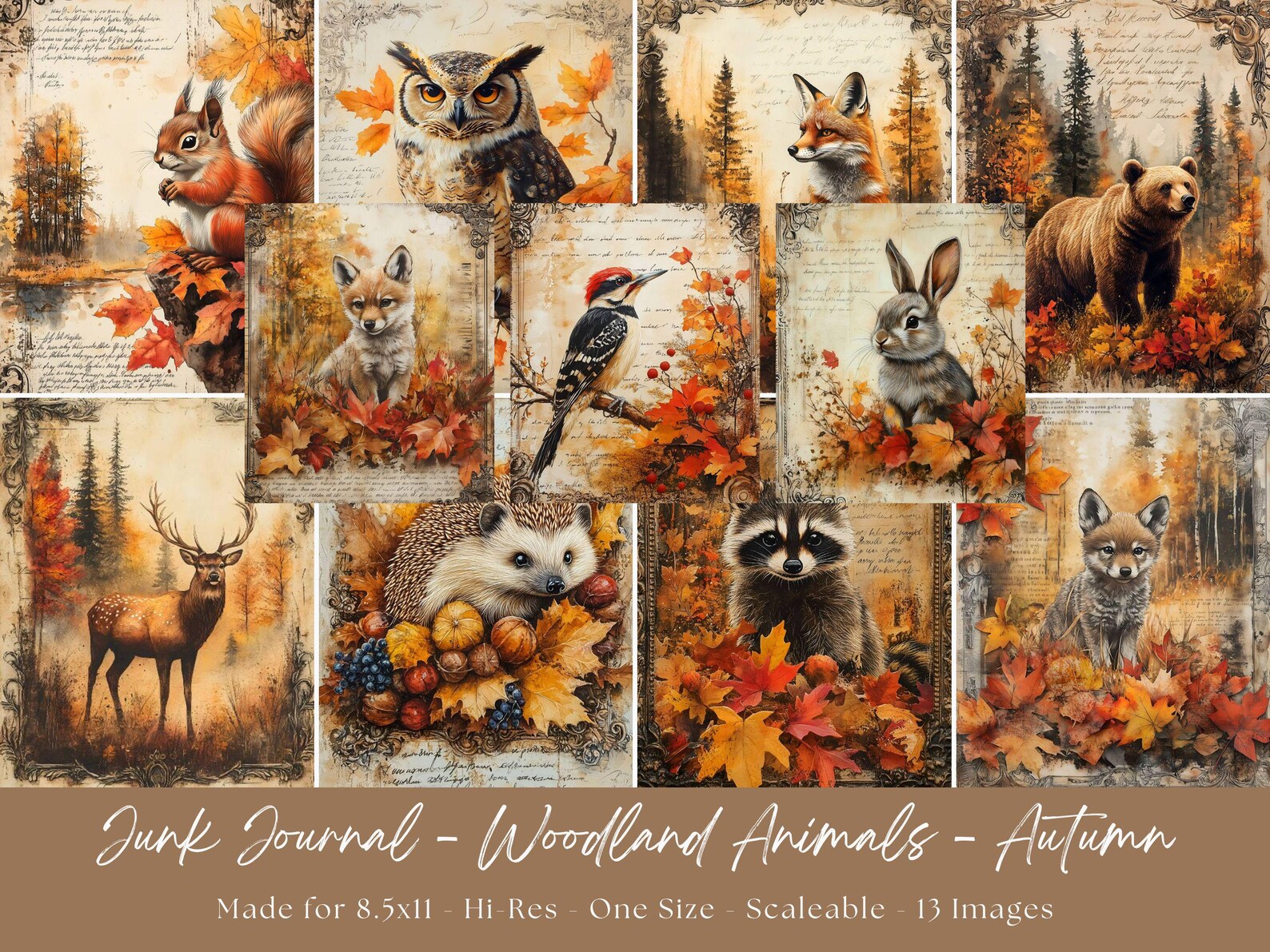 AUTUMN WOODLAND ANIMALS | Printable Wall Art, Fall, Autumn, Junk ...