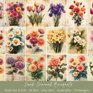 BLUMEN MEGAPACKUNG | Junk Journal Blumensträuße, Blumen, Printables, Print On Demand, Wandkunst, Sofortiger Download, Kommerzielle Lizenz, Digital
