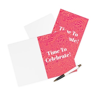 Pak met 5 wenskaarten met origineel abstract ontwerp in rood 'Time To Celebration'