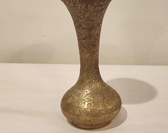 Vaso indiano vintage in ottone da 5 pollici, opera d'arte da collezione