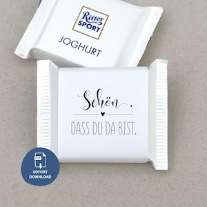 Banderole Ritter Sport Mini „Schön, dass du da bist“ PDF – Gastgeschenk Hochzeit Taufe Geburtstag Printable Tischdeko Download Feier
