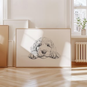 Goldendoodle | Vintage Print, Dog Vintage Poster, Dog Wall Art Decor, Antique Vintage Sketch, Country Wall Art, Dog Drawing