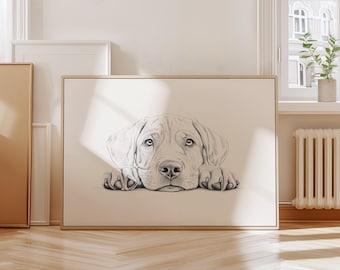 Labrador Dog Vintage Print, Dog Vintage Poster, Dog Wall Art Decor, Antique Vintage Sketch, Country Wall Art, Dog Drawing