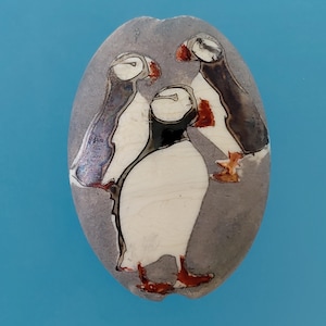 Puffin Pendant Bead, Handmade Glass Unique Endangered Sea Bird Design