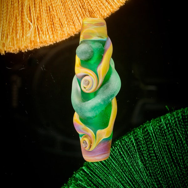 Elven Sceptre "Rohan" Sculptural Beach Glass Effect Focal Oval Bead Handmade Lampwork Glass SRA Colourful Statement Fantasy Pendant