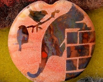 Lampwork Beads "Night Patrol" Handmade Sandblasted Glass SRA ~ Watercolour Iridescent Lustre Cat Bead ~ Warm Neutrals