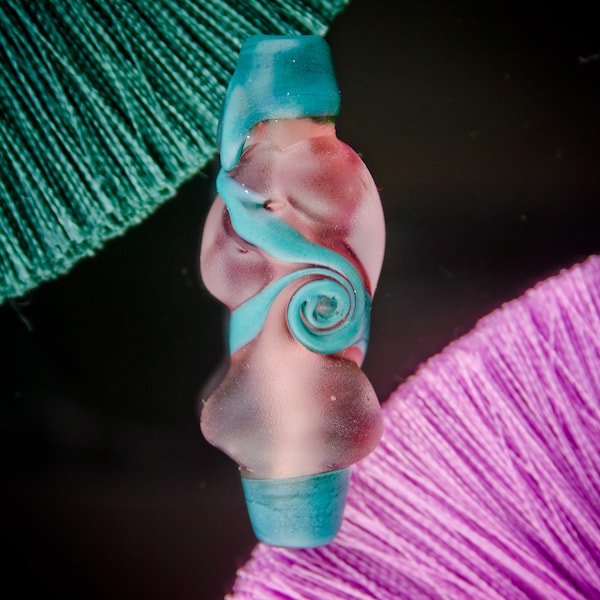 Elven Sceptre "Mirkwood" Sculptural Beach Glass Effect Focal Bead Handmade Lampwork Glass SRA Colourful Statement Fantasy Pendant