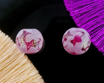 Thistle Earring Pair Lampwork Sphere Beads for Drop Earrings SRA Handmade Sandblasted Dichroic Glass Round Beads