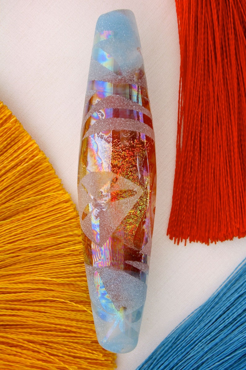 Unique Multi-Color Beaded Wine Glass Charms Dichroic Glass