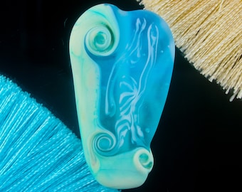 Freeform Seafoam Sculptural Pendant Handmade Lampwork Glass Focal Bead SRA Colourful Statement Fantasy Jewellery