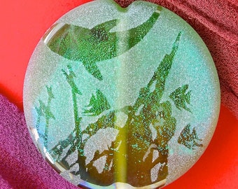 Lampwork Beads "Secrets of the Deep" Handmade Sandblasted Dichroic Glass SRA ~ Iridescent Lustre Picture Bead ~ Sea Tones