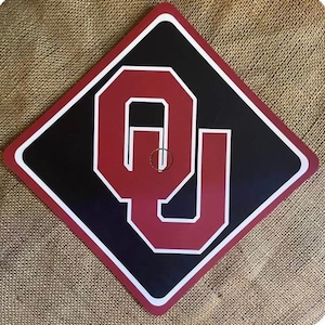 Graduation Cap Topper Custom Design Decorated Oklahoma University - Matte Finish - OU - Sooners